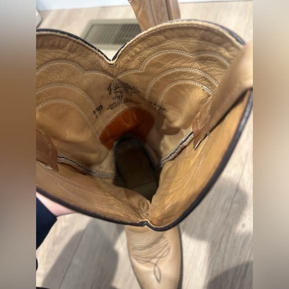 J Chisholm Western Cowboy Boots Tan Marbled USA Made - Size 8.5 D Men’s - Picture 7 of 11